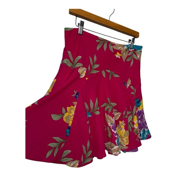 LRL Ralph Lauren Black Label Pink Floral Georgette Mini Skirt Size 10 NEW - Picture 8 of 15